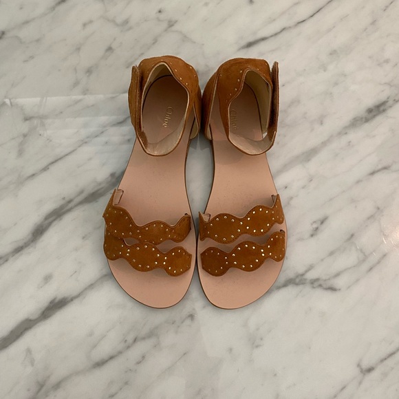 Chloe NIB Girls EU 33 Suede Studded Sandals - Picture 2 of 9